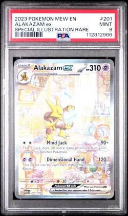 2023 POKEMON MEW EN-151 SPECIAL ILLUSTRATION RARE #201 ALAKAZAM EX PSA 9 - Image 1