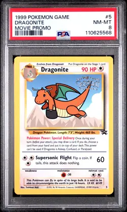 1999 POKEMON GAME MOVIE PROMO #5 DRAGONITE PSA 8 - Image 1