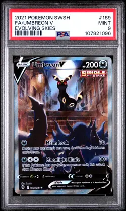 2021 POKEMON SWORD & SHIELD EVOLVING SKIES #189 FULL ART/UMBREON V PSA 9 - Image 1