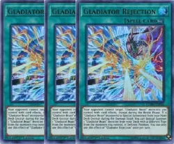 Yugioh - Gladiator Rejection x 3 - 1st Edition Ultra Rare NM - Free Holo Card - Image 1