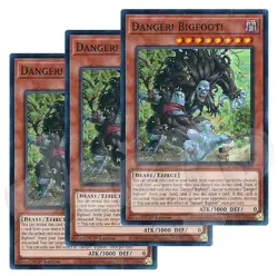 Yugioh - Danger! Bigfoot! x 3 - 1st Edition Super Rare NM - Free Holo Card - Image 1