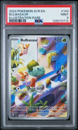 Pokemon TCG Bulbasaur Stellar Crown Illustration Holo Card 143/142 PSA 9 - Image 2