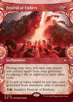 2x Festival of Embers - Extended Art Showcase BLB NM MTG - Image 1