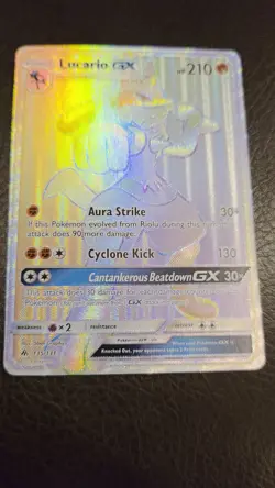 Pokemon Lucario GX 135/131 Sm-Forbidden Light Holo Card LP/NM Condition - Image 2