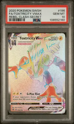 2020 POKEMON SWORD & SHIELD REBEL CLASH SECRET FULL ART/TOXTRICITY VMAX PSA 10 - Image 1