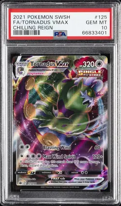 2021 POKEMON SWORD & SHIELD CHILLING REIGN #125 FULL ART/TORNADUS VMAX PSA 10 - Image 1