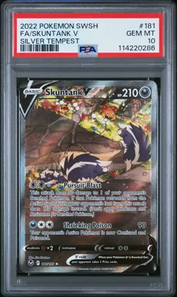 PSA 10 Skuntank V #181 Pokemon Silver Tempest English 2022 - Image 1