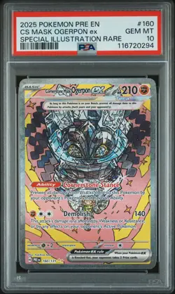 2025 POKEMON PRE EN-PRISMATIC EVOLUTIONS #160 CORNERSTONE MASK OGERPON EX PSA 10 - Image 1