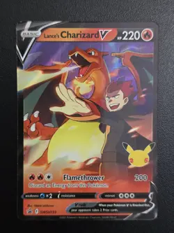 Pokemon TCG Lance's Charizard V SWSH133 Celebrations Black Star Promo Full Art - Image 1