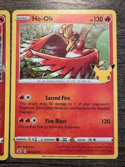 HO-OH 001/025 RARE HOLO CELEBRATIONS+ MOLTRES 012/078 RARE REV.HOLO POKEMON GO - Image 3