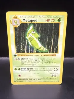 Pokemon Metapod 54/102. 1999 Shadowless Base Set 1st - Image 1