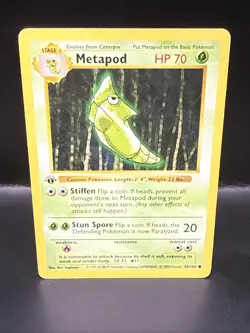 Pokemon Metapod 54/102. 1999 Shadowless Base Set 1st - Image 3