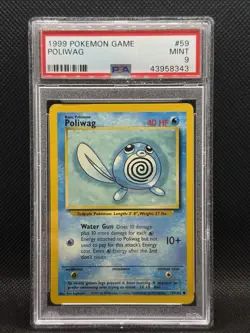 1999 Pokemon Game 59 Poliwag Base Set Vintage WOTC Era PSA 9 Mint Graded - Image 1