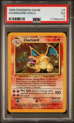 Pokemon TCG Charizard 1999 Base Set Holo Graded Psa 5 #04/102 with bumper guard - Image 1