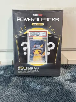 GameStop Power Pack Series 2 PSA Pokemon cards booster Pikachu w/ grey felt hat - Image 1
