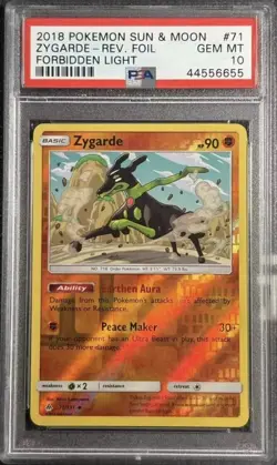POP 1 PSA 10 2018 POKEMON FORBIDDEN LIGHT ZYGARDE-REVERSE HOLO #71 GEM MINT - Image 1