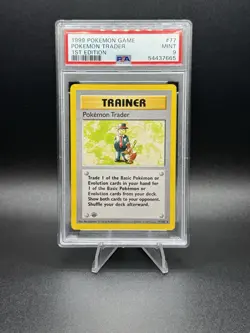 1999 POKEMON BASE SET 1ST EDITION #77 POKEMON TRADER PSA 9 RC60 - Image 1