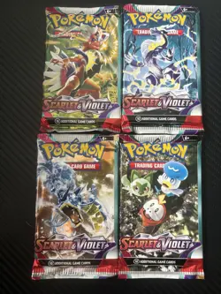 Pokemon TCG Scarlet and Violet Base Set Sealed Boosters x4 Full Art Set - Image 1