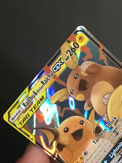 Pokemon TCG Raichu & Alolan Raichu GX 54/236 SM-Unified Minds Tag Team Holo NM - Image 3