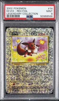 2002 POKEMON LEGENDARY COLLECTION #74 EEVEE-REVERSE FOIL PSA 9 - Image 1