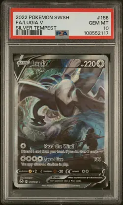 2022 POKEMON SWORD & SHIELD SILVER TEMPEST #186 FULL ART/LUGIA V PSA 10 - Image 1