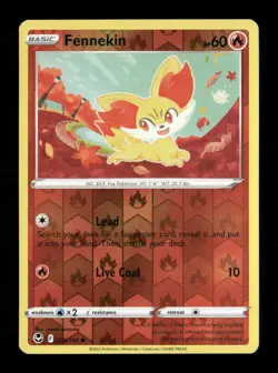 Fennekin Reverse Holo Common SWSH12: Silver Tempest 025/195 NM Pokemon LP - Image 1