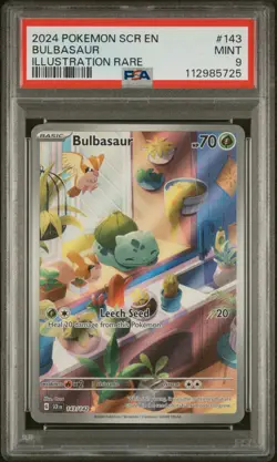 2024 POKEMON SCR EN-STELLAR CROWN ILLUSTRATION RARE #143 BULBASAUR PSA 9 - Image 1