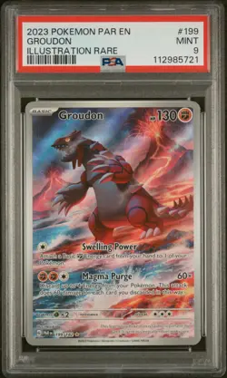 2023 POKEMON PAR EN-PARADOX RIFT ILLUSTRATION RARE #199 GROUDON PSA 9 - Image 1