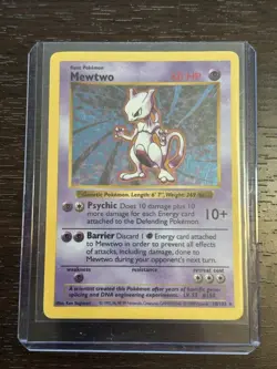 Mewtwo 10/102 Pokemon TCG 1999 Base Set Holo Unlimited Rare MP - Image 1