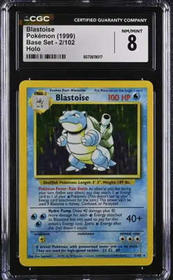 Blastoise CGC 8 Base Set Holo 2/102 Pokemon 1999 - Image 1