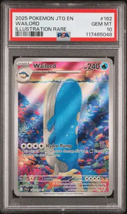 Wailord PSA 10 Pokemon Journey Together Illustration Rare #162/159 GEM MINT - Image 1