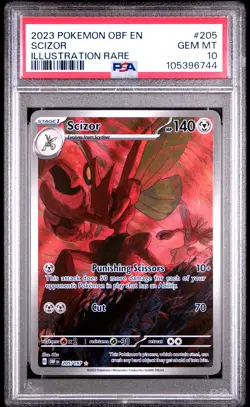 2023 POKEMON OBF EN-OBSIDIAN FLAMES ILLUSTRATION RARE #205 SCIZOR PSA 10 - Image 1