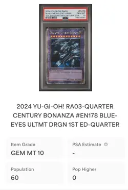 PSA 10 Yu-Gi-Oh Blue-Eyes Ultimate Dragon RA03-EN178 Quarter Century Secret Rare - Image 4