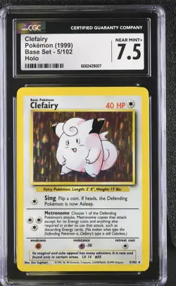 CGC 7.5 Clefairy 1999 Base Set 5/102 Holo Pokemon Card - Image 1