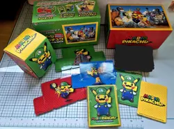 Pokemon Center Mario Pikachu Luigi set, Box, empty box, sleeves, 2016 (No Cards) - Image 1