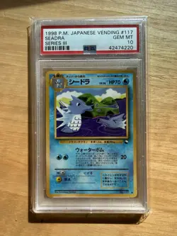 1998 P.M. Japanese Pokemon TCG Seadra #117 PSA 10 Gem Mint Vending Machine Card - Image 1
