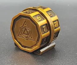 Die Hard Dice Battleworn Gold LifeLink Counter; Metal Spindown Life Wheel - Image 1