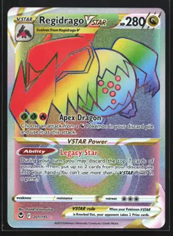 Pokemon Regidrago VSTAR 201/195 Silver Tempest Rainbow Secret Rare Holo NM - Image 1