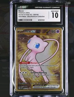 CGC 10 GEM MINT Mew Ex 205/165 Gold METAL 151 UPC PROMO Pokemon Card - Image 1