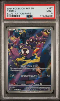2024 POKEMON TEF EN-TEMPORAL FORCES ILLUSTRATION RARE #177 GASTLY PSA 9 - Image 1