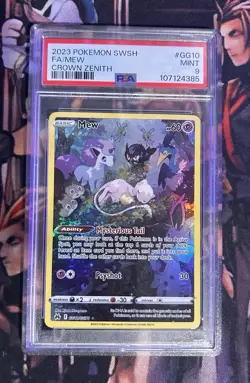 2023 POKEMON SWORD & SHIELD CROWN ZENITH #GG10 FULL ART/MEW PSA 9 - Image 1