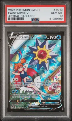2022 POKEMON SWORD & SHIELD ASTRAL RADIANCE #TG13 FULL ART/STARMIE V PSA 10 - Image 1