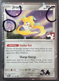 3 Swirls Jirachi 126/182 Cosmo Holo Prize Pack Series Promo Stamped Pokemon 3A - Image 1