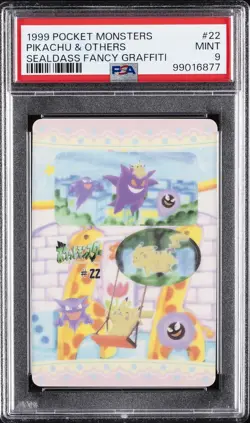 1999 POCKET MONSTERS SEALDASS FANCY GRAFFITI #22 PIKACHU & OTHERS PSA 9 - Image 1