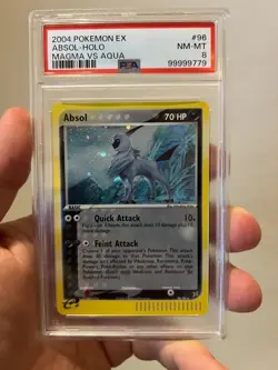 English Pokemon EX Team Magma vs Team Aqua Absol 96/95 Holo PSA 8 - Image 1