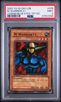 YuGiOh! Legend Blue Eyes White Dragon 1st M-Warrior #1 #2 LOB-076 LOB-077 PSA 9 - Image 2