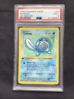 Pokemon Cards: Base Set 1st Edition Common: Poliwag 59/102 PSA 9 - Image 2