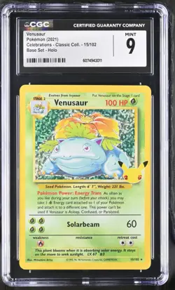 (PSA) CGC 9 Venusaur Celebrations Classic Coll Holo Pokemon Card #15 Mint - Image 1