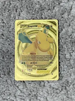 Pokemon Dragonite EX HP180 Bust In Gold Foil Fan Art Card - Image 1