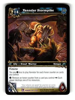 World of Warcraft TCG Fields of Honor Trading Card Vanndar Stormpike #118 UR - Image 1